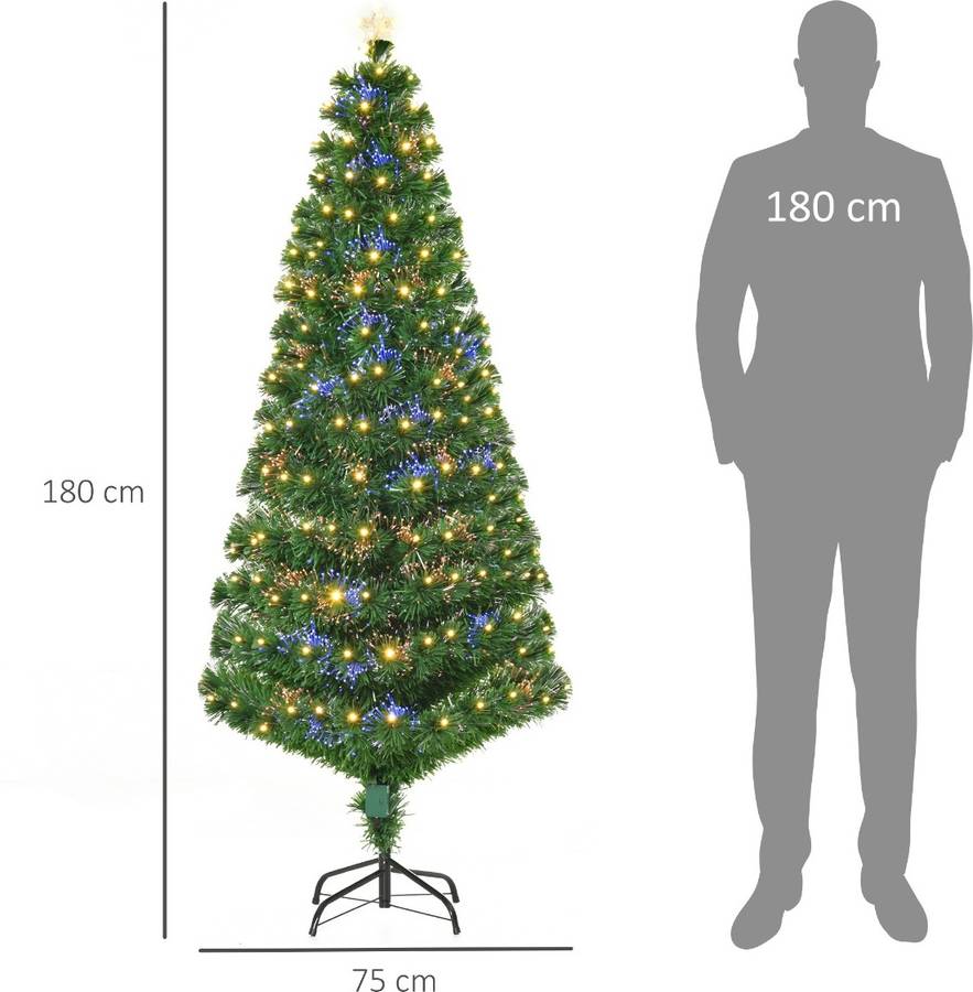 Árbol navideño HOMCOM 830-061 (Metal, PVC - Verde - 82x180cm)