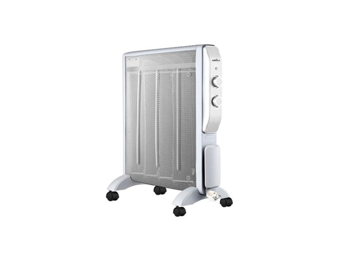 Radiador De Mica 2000w 4 Elementos Blanco Plata 2 Potencias Antivuelco Luz Indicadora Termostato Regulable 61,5x56x26,5cm Abrigo