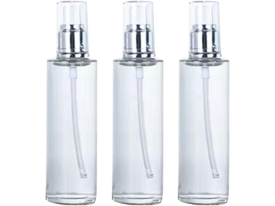 Juego De 3 Frascos Cosméticos De Vidrio De 100 Ml Con Bomba Portátil Resistente A La Presión De Ciieeo.