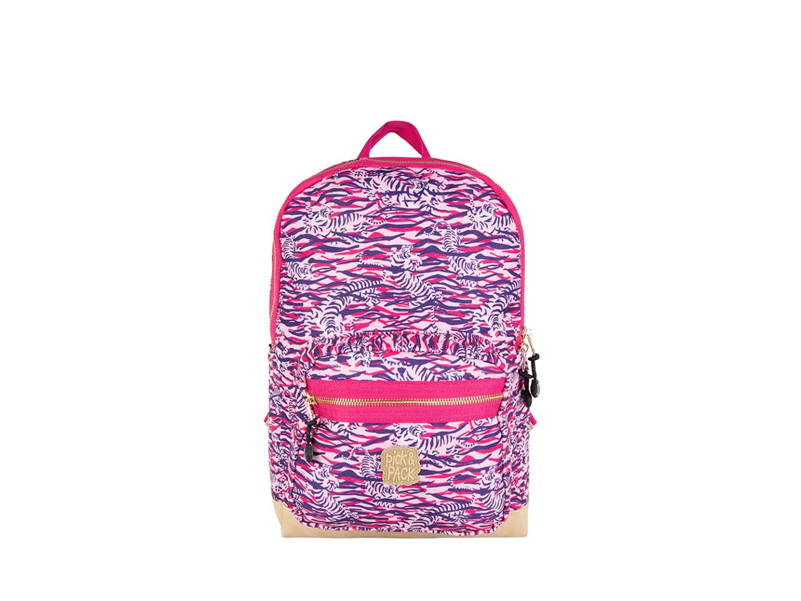 PICK & PACK Tiger Skin Backpack M / Rosa