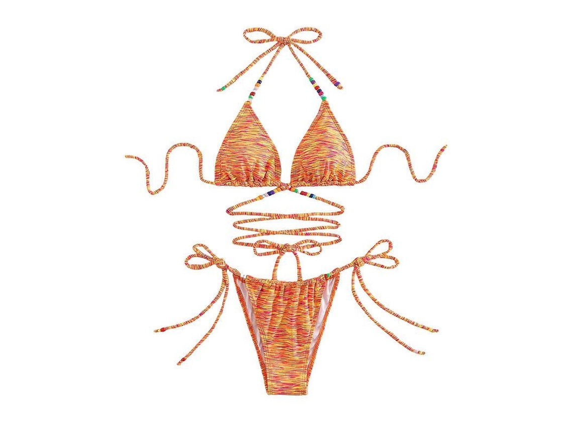 Bikini sexy tie-dye para mujer, modelo 2026, con nudo lateral en la cintura, tanga para la playa, natación, entrenamiento y bronceado.