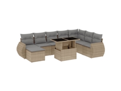 Conjunto 9 de sofás de jardín VIDAXL con cojines ratán sintético beige