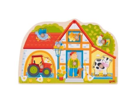 GOKI Puzzle de Madera de Granja de 7 Piezas 57349