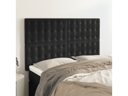 Cabeceros 4 Unidades Terciopelo Negro 72x5x78/88 Cm