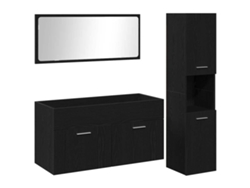 Juego De Muebles De Baño 3 Uds Roble Negro Madera De Ingeniería