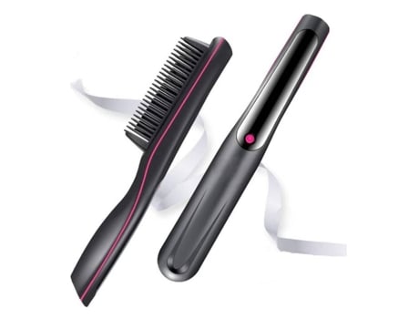 Plancha de pelo Plancha de barba Plancha de pelo iónica Cepillo de pelo calentado Plancha de pelo antiescaldaduras de calentamiento rápido de BISBI...
