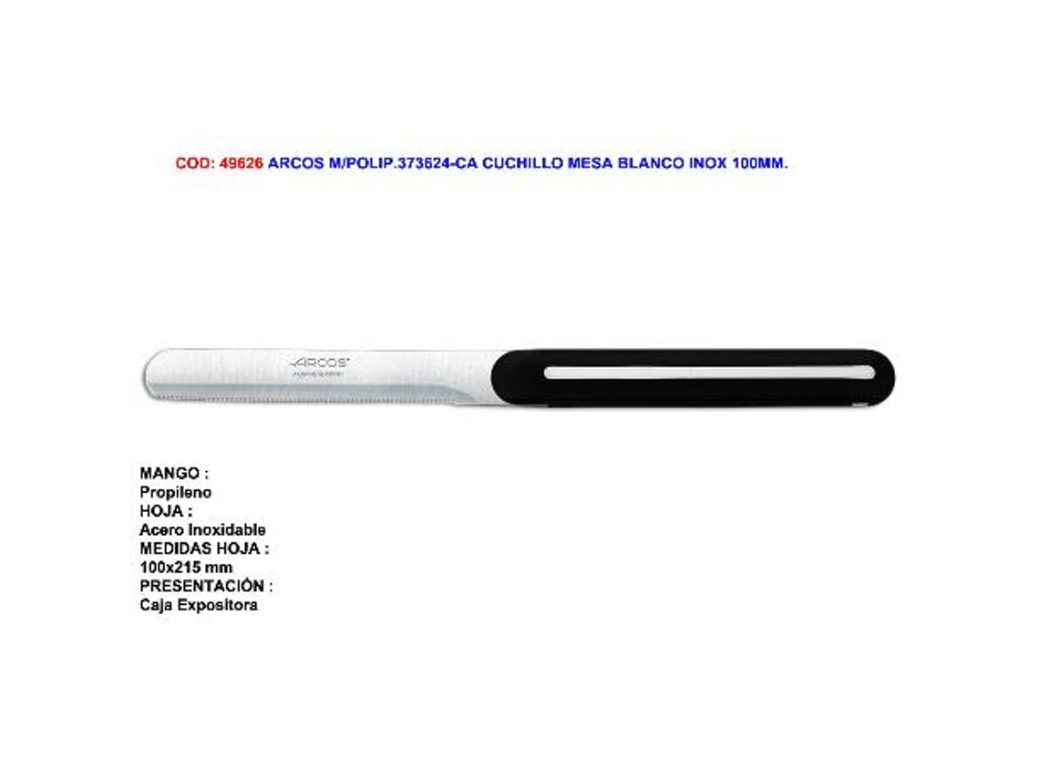 Arcos m/polip.373624-ca cuchillo mesa blanco inox 100mm.