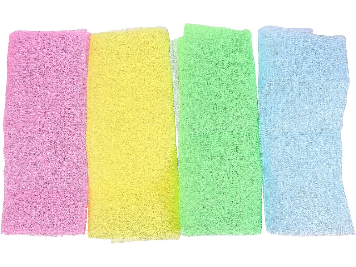 Juego de 4 toallas de baño exfoliantes para la espalda.