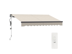 Toldo Elétrico Retrátil Com Controlo Remoto 296x250 Cm Toldo De Exterior Enrolável Com Manivela E Proteção Uv30+ Creme