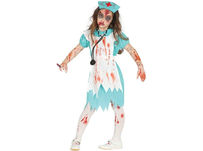 Disfraz de Niña DISFRAZZES Enfermera Zombie Azul Infantil (Talla: 10 a 12 años)