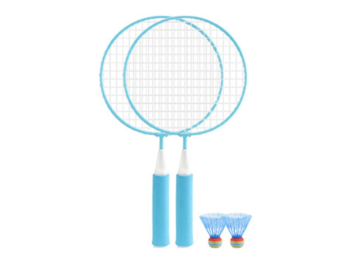 Juego De Raquetas De Bádminton Para Niños Con 2 Pelotas, Cuello Grande, Mango Antideslizante, Color Azul.