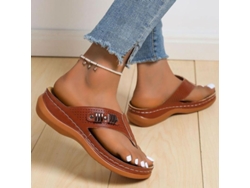 2026-sandalias Mujer Verano 2024 Chanclas De Playa Con Tacón Bajo Zapatos Para Exterior Slippers Gtn 43 Marrón