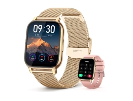 Reloj Inteligente para Mujer 1.85''Hd Lcd Bluetooth Smartwatch para Android e Ios Oro AUJEZON