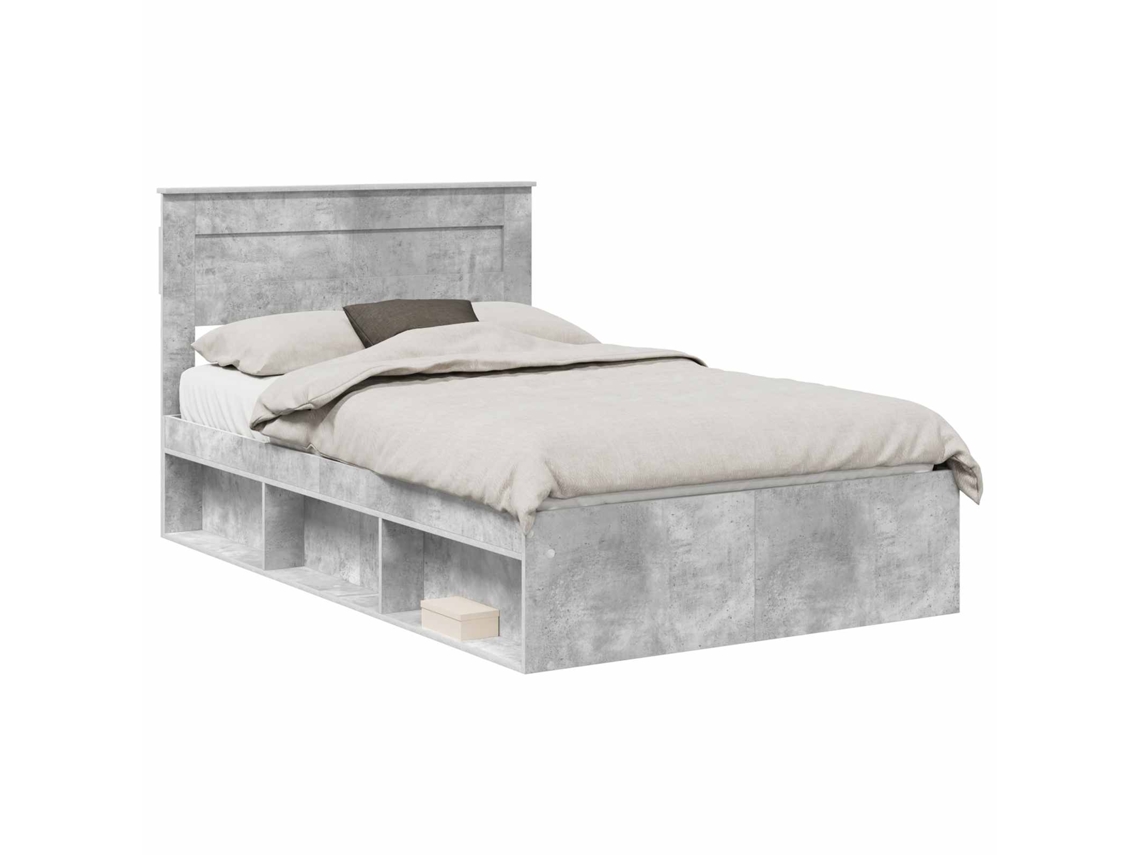 Maison Exclusive - Estructura De Cama Concreto 120 X 200 Cm Madera De Pino Macizo