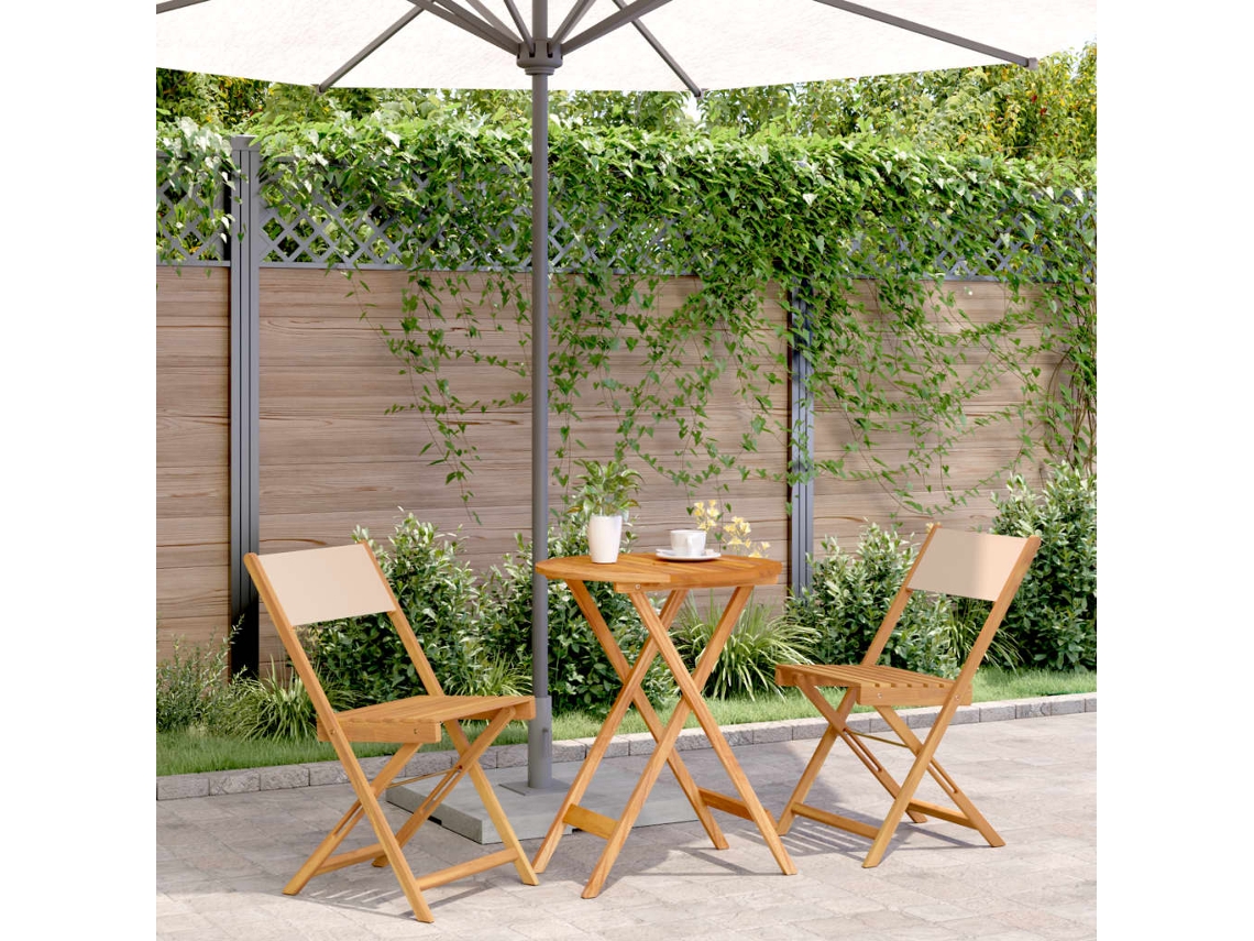 Pcs Conjunto This Bistro Tecido Y Madeira Maciça Beige Dkd Home Decor