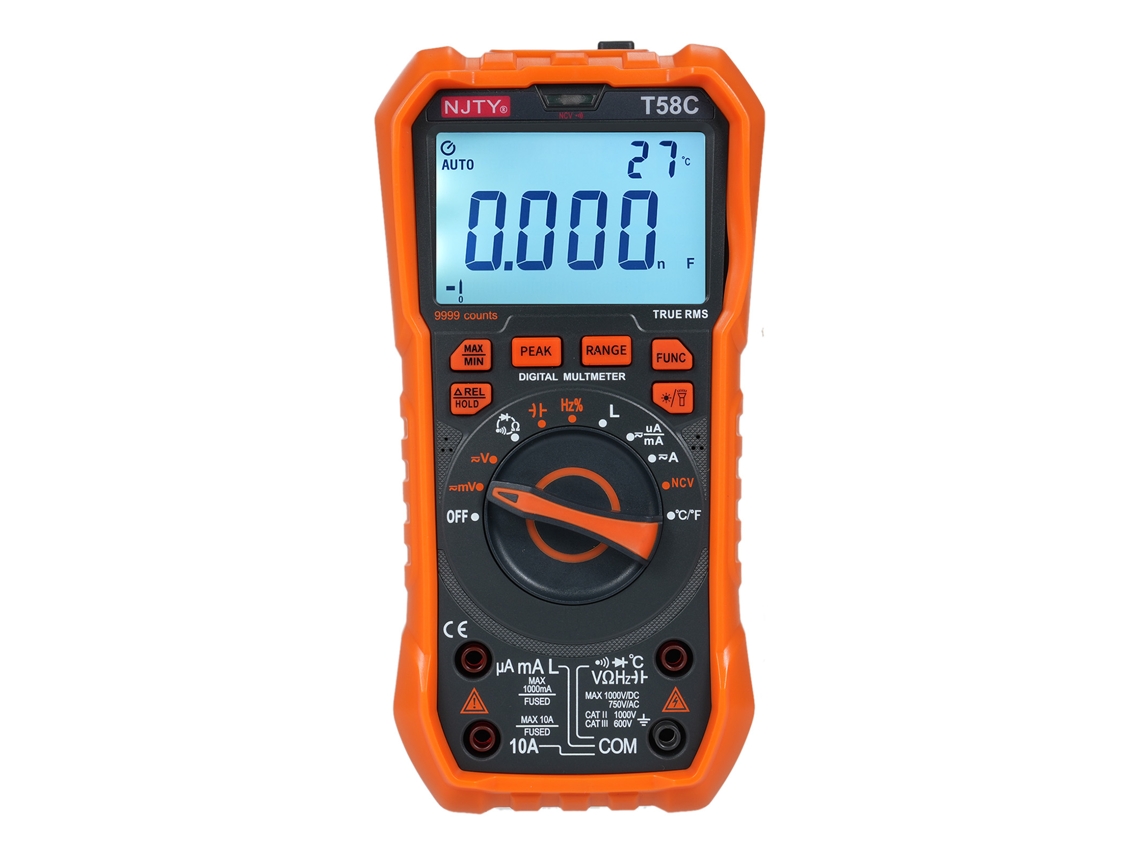 Multímetro Digital Njty T58c, 9999 Cuentas, Voltaje, Corriente, Capacitancia, Herramienta Eléctrica