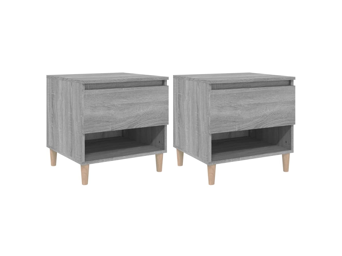 Mesitas de Noche LOVELY HOME Mesinha 2Pcs 50X46X50 Cm Deriv. Madeira Cinza Sonoma