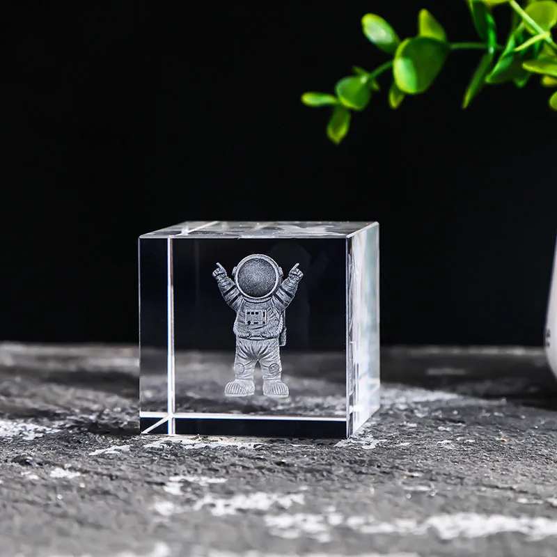 (estilo 2 40 Mm) Cubo Cuadrado De Cristal Grabado Con Láser 3d Serie Astronómica