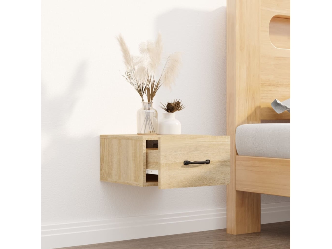 Mesa de Cabeceira LOVELY HOME Mesinha Montagem na Parede 35X35X20 Cm Cor Sonoma