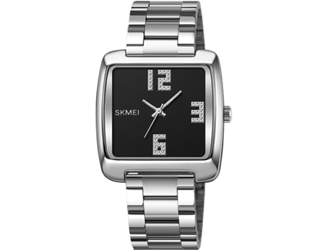 VEANXIN Reloj de pulsera cuadrado de acero inoxidable resistente al agua para hombre-Negro