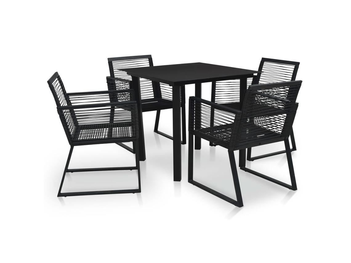 Conjunto 5 de comedor de jardín VIDAXL ratán PVC negro