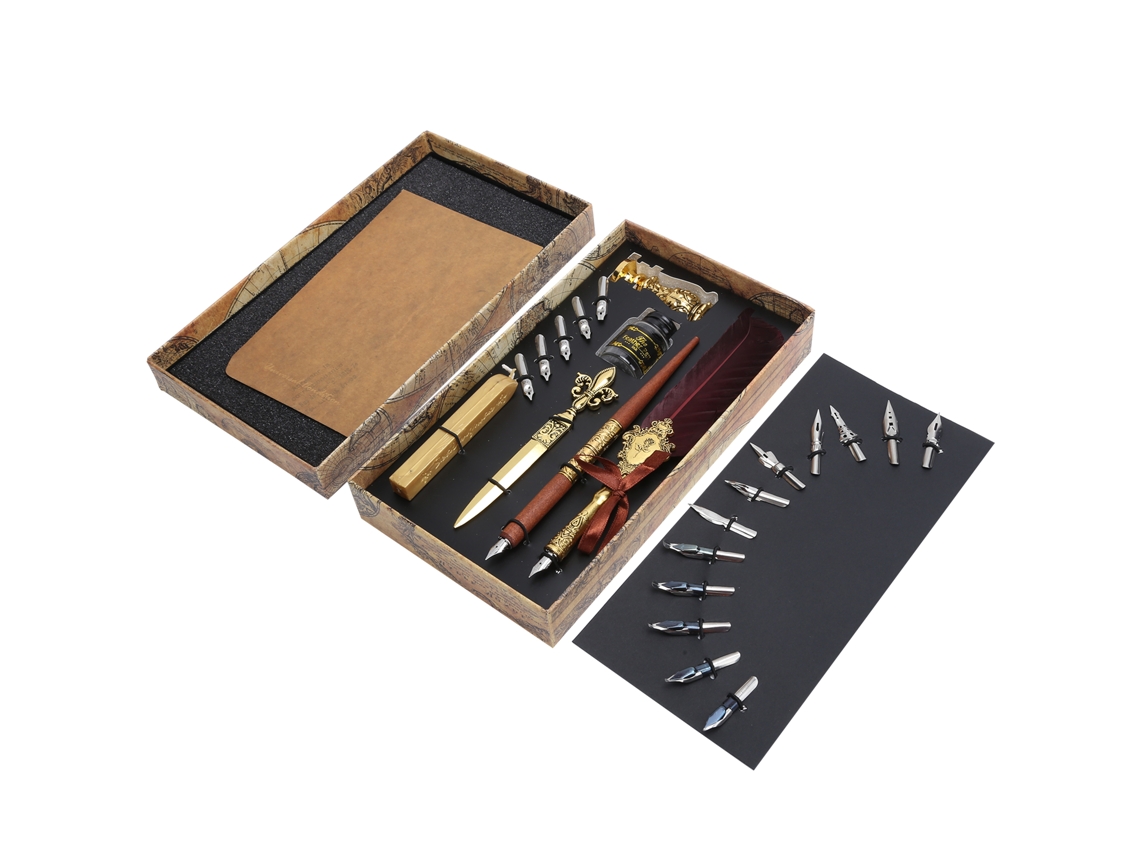 Set Pluma De Pluma Para Caligrafía Y Dibujo Kit Vintage Arte Colección Sp248006r Rojo Vino