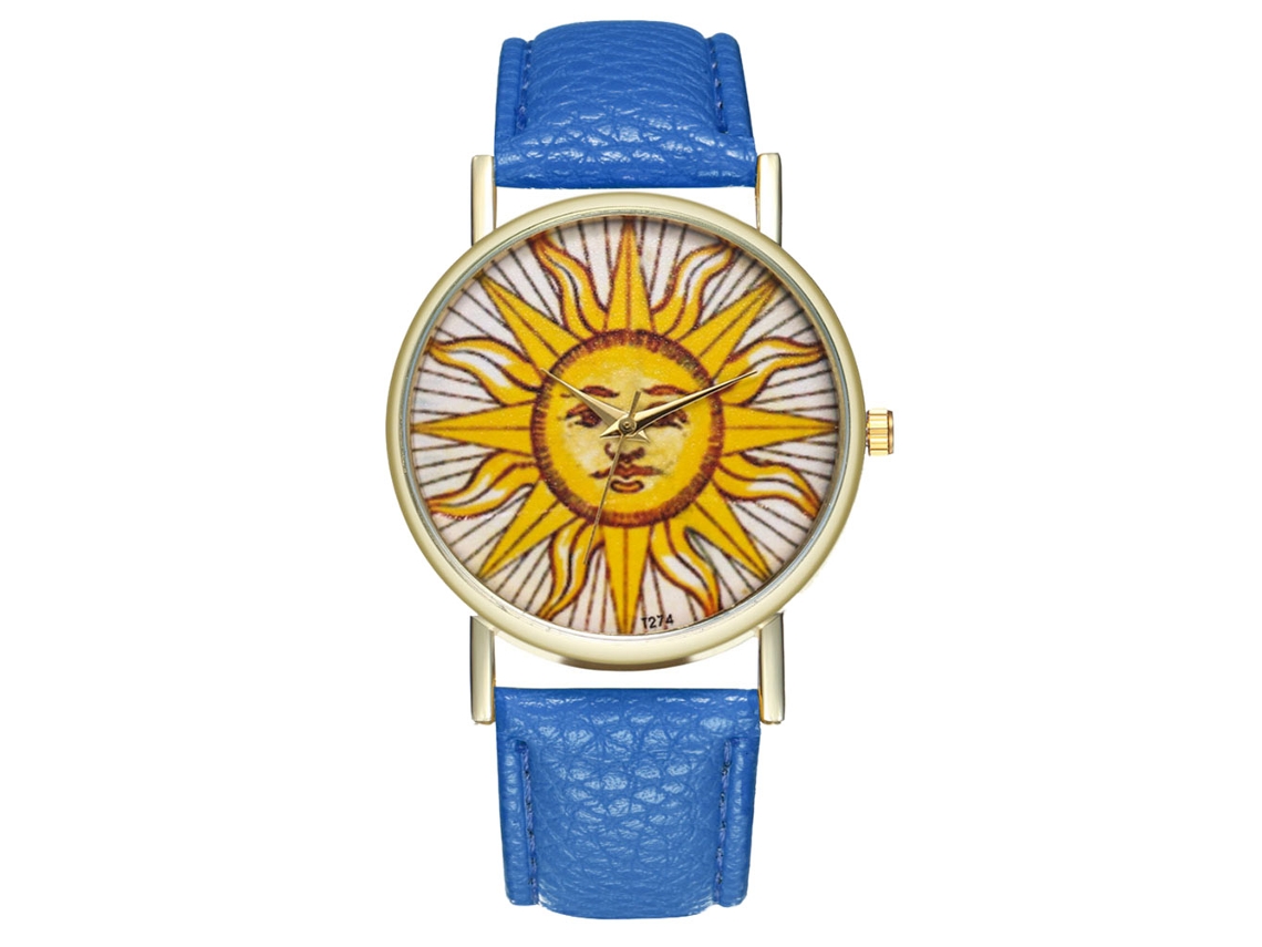 Reloj De Pulsera Analógico Con Correa De Pu, Movimiento De Cuarzo, Azul Real Para Mujer Y Hombre.
