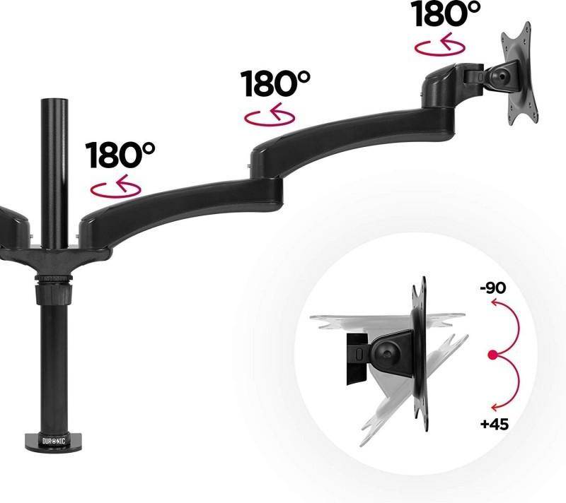 Duronic Dm452 Soporte para 2 monitores de 13 27 pulgadas con doblebbrazo 8kg máx altura ajustable giratorio inclinable mesa 1527 vesa 100x100 negro 15 8 klh1vbc3g0