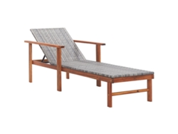 Tumbona Mueble para patio Asiento de jardín de ratán sintético y madera maciza de acacia gris
