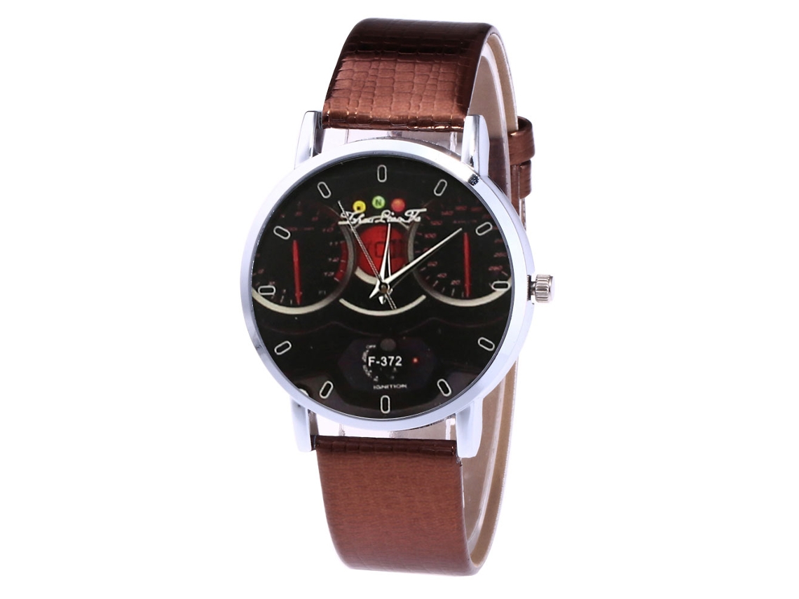 Reloj De Cuarzo Con Correa De Cuero Casual Estilo Para Mujer/hombre/estudiantes Pareja Café