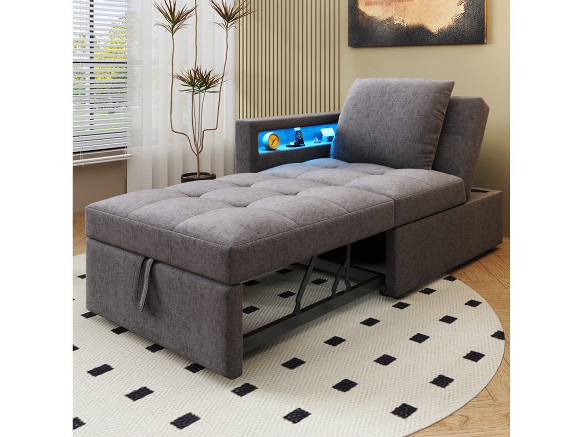 Sofá Cama 3 En 1 Con Led Y Puertos Usb-c