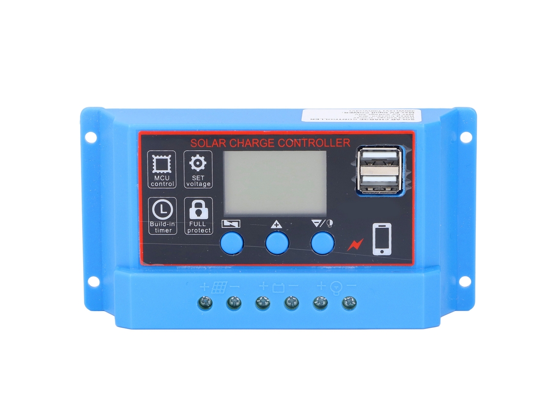 Regulador de carga solar PWM LCD para paneles fotovoltaicos de 12V 24V 30A (sin marca)