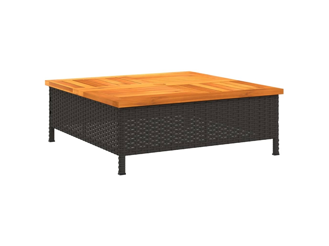 Mesa de jardín de mimbre negro y madera de acacia MAISON EXCLUSIVE (70x70x25 cm)