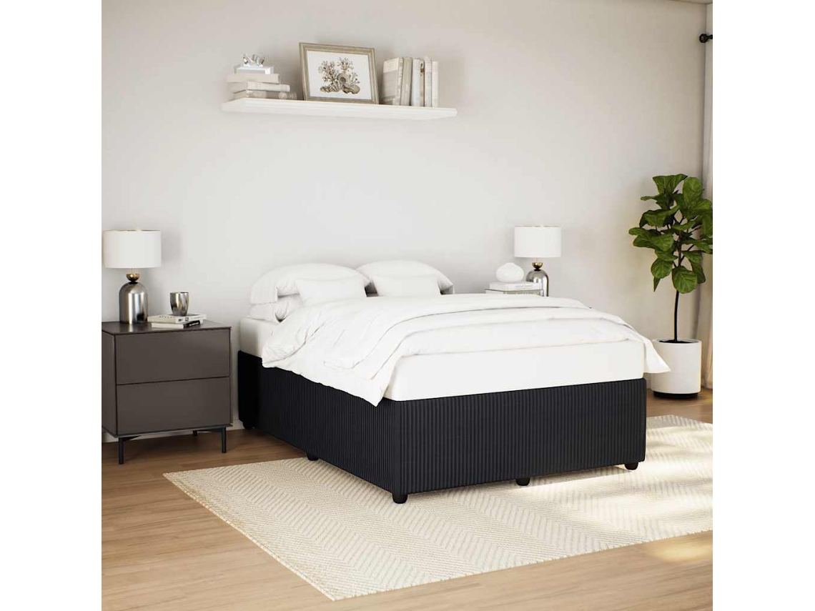 Estructura De Cama Sin Colchón Terciopelo Negro 160x200 Cm