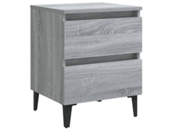 Mesita de Noche con Patas en Metal 40X35X50 Cm Sonoma Gris