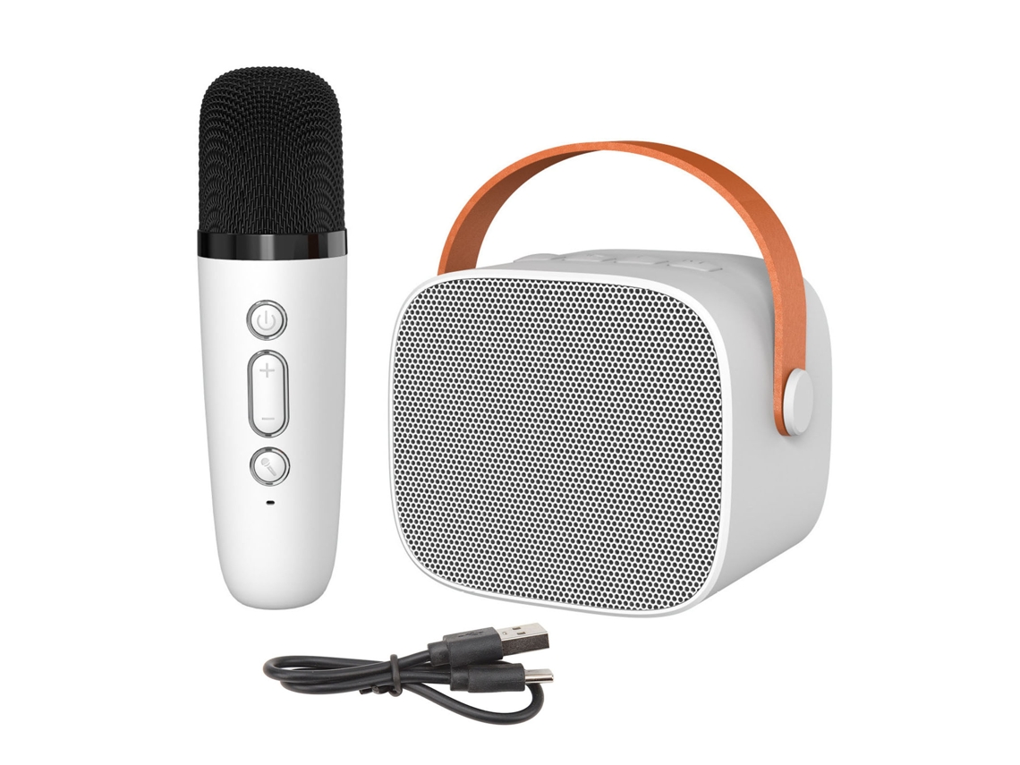Mini Altavoz Bluetooth Portátil Con Micrófono, Máquina De Karaoke Para Fiestas En Casa, Cumpleaños, Blanco.