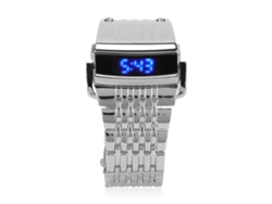Relógio Digital Led Para Homens De Liga Com Liberação Rápida Moda Negócio Diário Prata Luz Azul