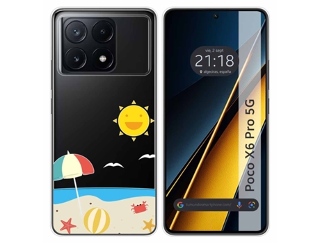 Funda Silicona Transparente para Xiaomi Poco X6 Pro 5G diseño Playa Dibujos TUMUNDOSMARTPHONE