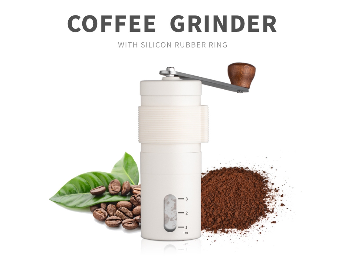Molinillo de café con manivela plegable para una molienda suave, color blanco