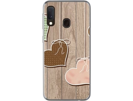 Carcasa Samsung Galaxy A20e 5.8" TUMUNDOSMARTPHONE Corazones Madera Multicolor