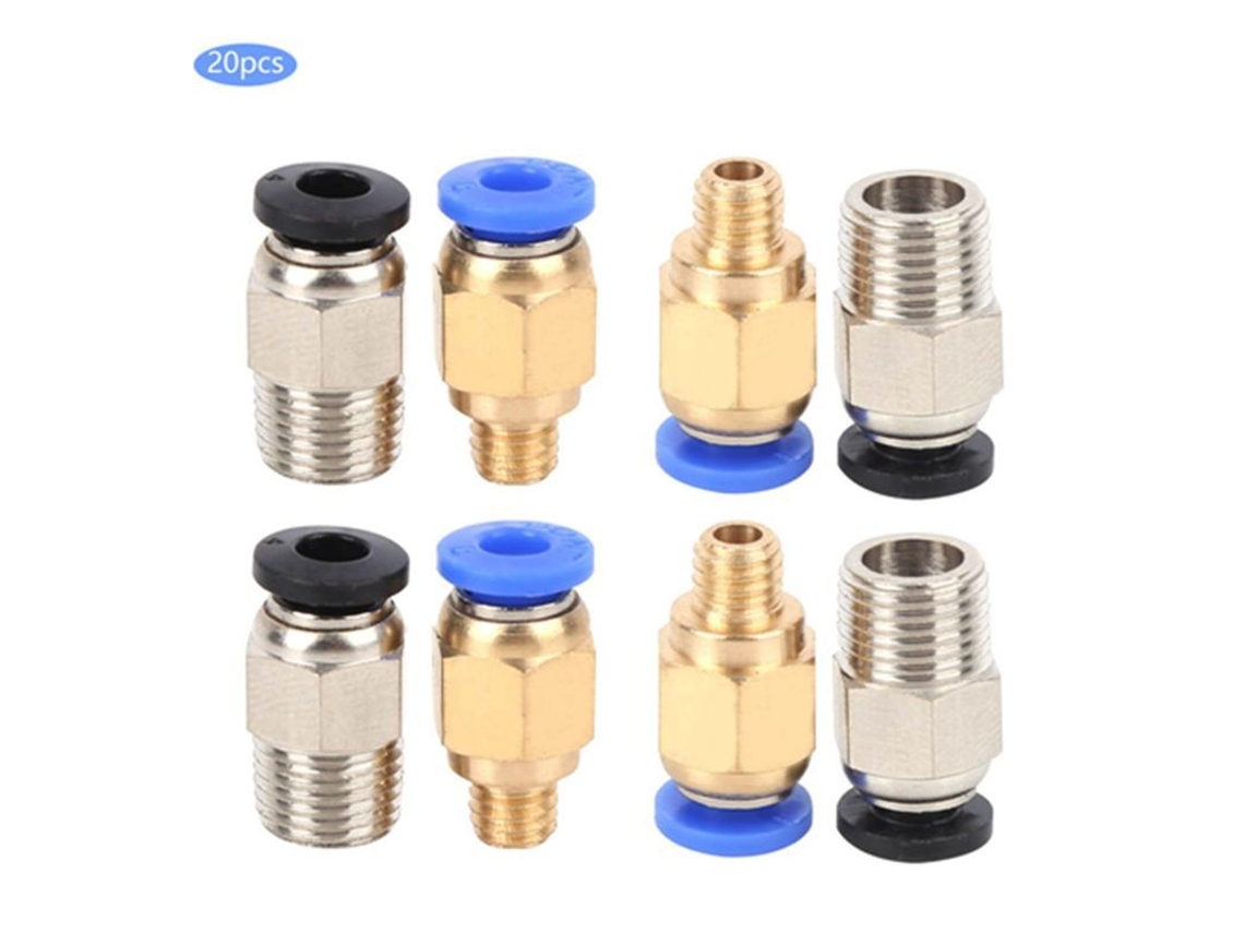20 Piezas De Conectores Neumáticos Rectos De Presión Para Impresoras 3d Bowden Ex Pc4-m10/pc4-m6