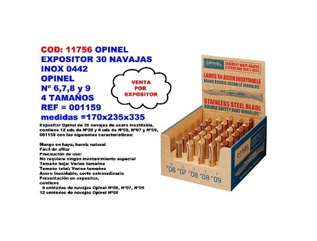 Opinel expositor 30 navajas inox 0442 170x235x335 001159