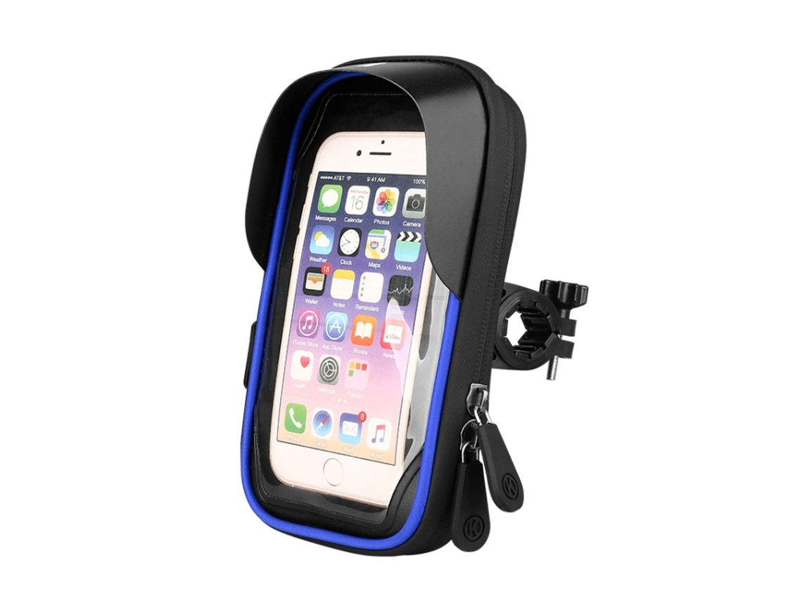 Soporte para manillar de bicicleta de montaña, con pantalla táctil, resistente al agua, para scooter eléctrico y motocicleta (azul)