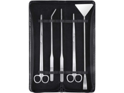 Kit De Herramientas 5 En 1 De Acero Inoxidable Para Acuarios Y Plantas Acuáticas Con Estuche De Cuero Pvc.