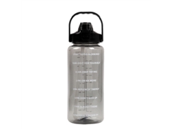 Botella de agua deportiva de 2 litros con tapa y vaso, apta para microondas, MDUG (negra)