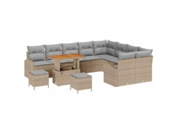 Maison Exclusive - Conjunto de sofás de jardín de 12 piezas en beige y gris claro