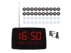 Sistema de llamada inalámbrico para restaurantes con 10 botones táctiles, clasificación IPX4 y receptor con pantalla digital, enchufe británico.