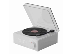 Reloj Despertador Parlante Con Cubierta De Vinilo Giratoria, Estéreo Bluetooth, 360 Grados, Para Uso Doméstico - Blanco