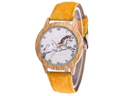 Reloj De Pulsera Casual De Cuarzo Amarillo Zhoulianfa Con Correa Vaquera.