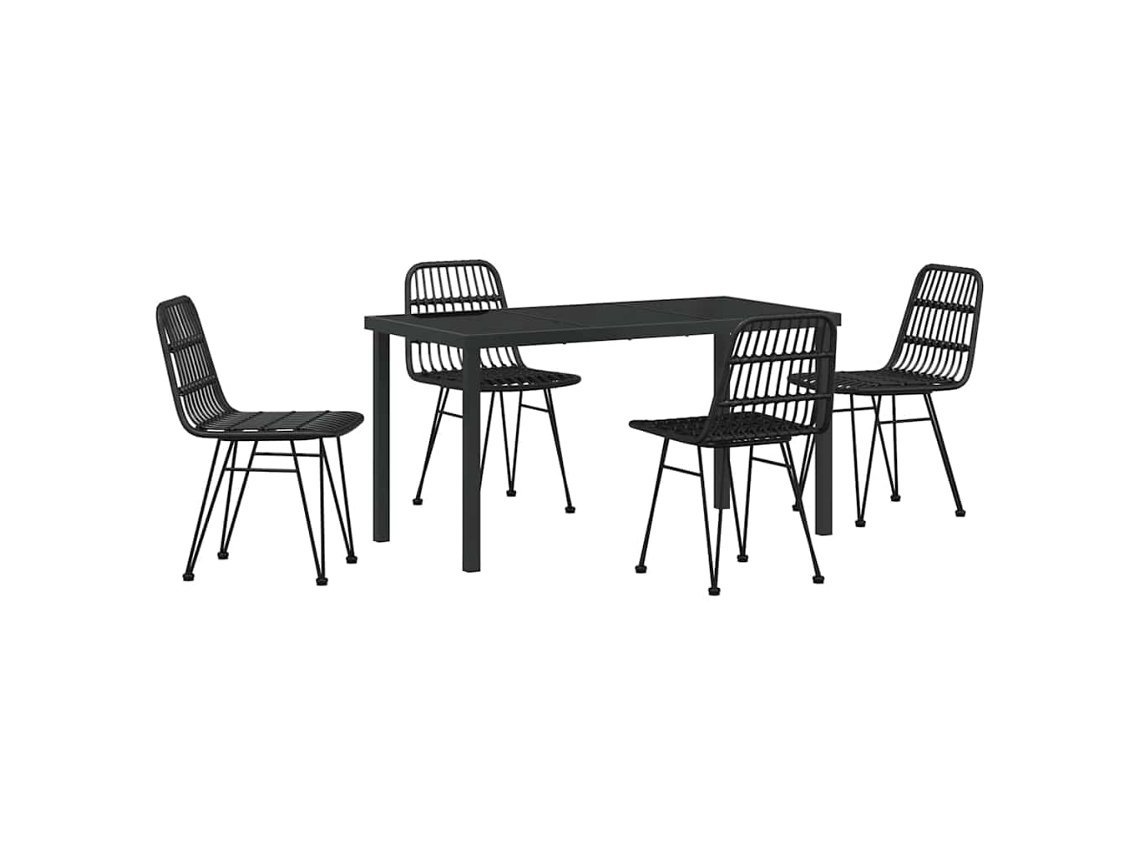 Maison Exclusive - Conjunto De Comedor De Jardín 5 Pcs Negro